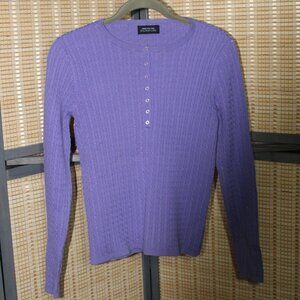 Jones New York Signature Lavendar Cable Knit Henley Sweater